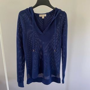 Michael Kors Mesh Hoodie Cover Up navy